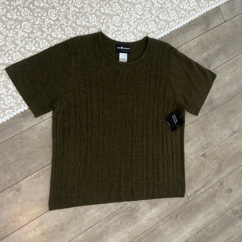 New Vintage Sag Harbor Plus Women Short Sleeve Cable Knit Acrylic Sweater 1X - Picture 13 of 13